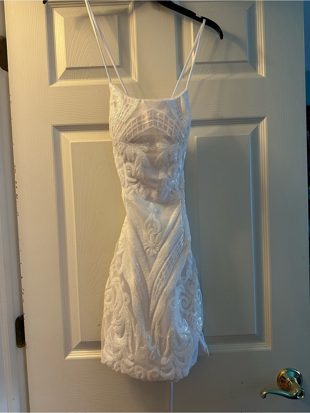 White Embroidered Spaghetti Strap Dress